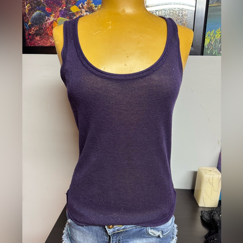 Elegant Deep Purple Women's Tank Top. Shiny material . Has stretch